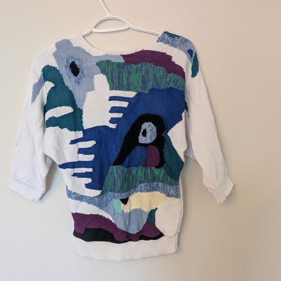 Franco Valeri, 80s sweater, cool color, multicolor, size Small - Picture 1 of 11
